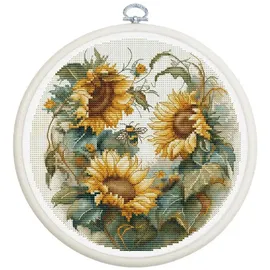 Luca-S Kreuzstich Set mit Stickrahmen Sonnenblume Zählmuster, Multifarbig