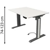 Kerkmann Move 1 advance elektrisch höhenverstellbarer Schreibtisch weiß rechteckig, T-Fuß-Gestell grau 120,0 x 80,0 cm
