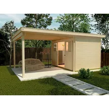 Weka Schiebetürhaus 225 A 5,9 x 2,99 m natur inkl. Anbaudach