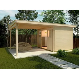 Weka Schiebetürhaus 225 A 5,9 x 2,99 m natur inkl. Anbaudach