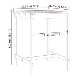 vidaXL Gartentisch 82,5 x 82,5 x 110 cm Weiß