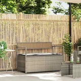 Möbel Gartenbank mit Stauraum und Kissen Hellgrau Poly Rattan - Gartenbänke CC4517 - Grau