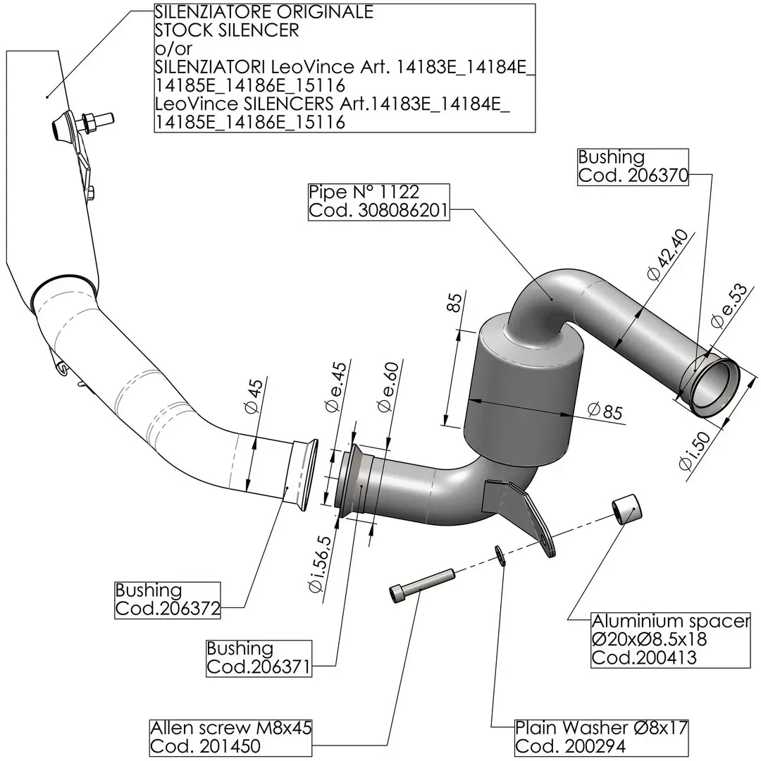 LeoVince Ersatzrohr 8086 Racing, Ersatzrohr Für Katalysator