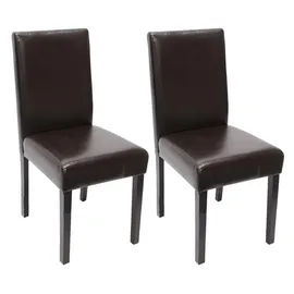 Mendler 2er-Set Esszimmerstuhl Stuhl Küchenstuhl Littau ~ Leder, braun, dunkle Beine