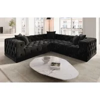 Sofa Dreams Ecksofa Polster Designer Samt Stoff Sofa Palma L Form Stoffsofa schwarz