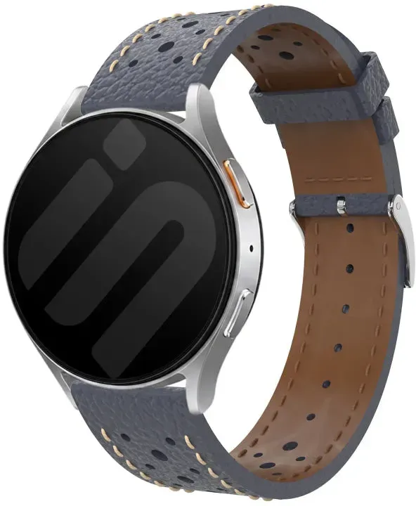 Strap-it Amazfit Balance 2 Armband Leder für Amazfit Balance 2 - Blau - Schnallenverschluss