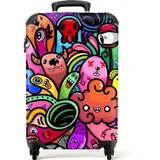 NoBoringSuitcases.com© Kinderkoffer Design - Monster - Regenbogen - Lustig - Mädchen - Jungen 55x35x20cm, 4 Rollen, Kinder Koffer Klein, Trolley Handgepäck, Reisekoffer bunt 35 cm x 55 cm x 20 cm