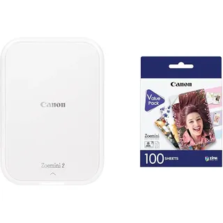 Canon Zoemini 2 Mini Fotodrucker mobil tragbar unterwegs Hosentasche & ZP-2030 Original Zink Photo Paper 100 Sheets for Zoemini Instant Camera