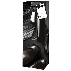 5 Stück  Geschenktasche 22429 TB Herren, für Herren, Kordel mit Anhänger, Schuhe,Schlips,Weinflasche und-glas, 120mm x 360mm 859083819660