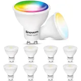 linovum Smart GU10 LED Lampe kompatibel mit Alexa & Google Home steuerbar via App - dimmbar RGB & Weißtöne 2700-6500K Wifi Bulb 5W