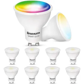 linovum Smart GU10 LED Lampe kompatibel mit Alexa & Google Home steuerbar via App - dimmbar RGB & Weißtöne 2700-6500K Wifi Bulb 5W