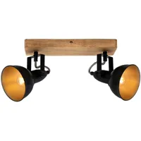 Briloner Deckenstrahler Barnim 2-flg. schwarz-gold Holz