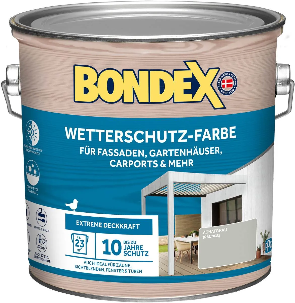 BONDEX Wetterschutz-Farbe, witterungsbeständig, hohe Deckkraft, verschiedene Farben und Grössen