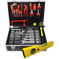 FAMEX 759-63 Alu Werkzeugkoffer mit Werkzeug Set Werkzeugkiste komplett | Werkzeugkasten
