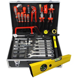 FAMEX 759-63 Alu Werkzeugkoffer mit Werkzeug Set Werkzeugkiste komplett | Werkzeugkasten