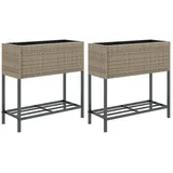 vidaXL Hochbeete mit Ablage 70 x 28 x 70 cm Grau