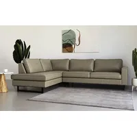 PLACES OF STYLE Ecksofa »Pinto, 290 cm, Ottomane links / rechts«, Cord, Feincord, Luxus-Microfaser Leder und Chenille grau