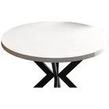 Feldmann-Wohnen Esstisch Edder (mit 2 Erweiterungsstücken und Metallgestell, 1-St., moderne Optik, Tischplatte rund ausziehbar), 120 / 196cm ausziehbar Icy Weiß weiß