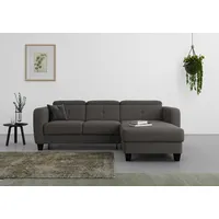 sit&more Ecksofa »Belluci L-Form«, inklusive Federkern, wahlweise mit Bettfunktion und Bettkasten, grau