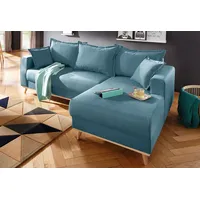 Ecksofa HOME AFFAIRE "Edina L-Form", blau (petrol), B:228cm H:83cm T:151cm, Webstoff (100% Polyester), Baumwollmix (50% Baumwolle, 50% Polyester), Baumwollmix (50% Baumwolle, 50% Polyester), Sofas, auch in Baumwollmix-Bezug, im skandinavischem Stol