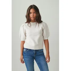 Gina Tricot - Y kn cropped sleeve top - fall-hang-out - Weiß - 146/152 - Mädchen - Weiß - 146/152