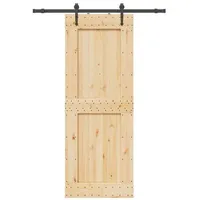 vidaXL Schiebetür mit Beschlag 85x210 cm Massivholz Kiefer