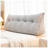 HYQW Dreieckiges Kopfteilkissen Lesekissen Keilkissen Rückenkissen Stützkissen Für Schlafzimmer Sofa Tatami,Gray-90CM