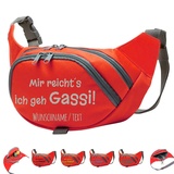 Mir reicht ́s ich GEH Gassi Bauchtasche Leckerlietasche Gassitasche zum selbst gestalten mit Wunschname (Rot)