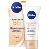 NIVEA 5in1 Tagespflege BB 24h Feuchtigkeit Heller Hauttyp LSF20 50ml, Make-up Pigmente