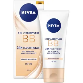 NIVEA 5in1 Tagespflege BB 24h Feuchtigkeit Heller Hauttyp LSF20 50ml, Make-up Pigmente