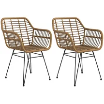 Homcom Esszimmerstuhl Rattan braun 2er Set