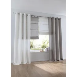 Vorhang KUTTI "Metis Leinen" Gr. 1, beige (creme), B:140cm H:145cm, Leinen, Gardinen, blickdicht, natürliche Leinen-Gardine, einfarbig, pflegeleicht, Basic