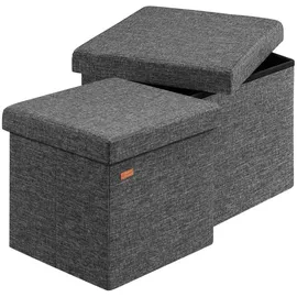 CASARIA Sitzhocker 2er-Set Dunkelgrau Faltbar