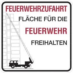 Hinweisschild Feuerwehrzufahrt, Feuerwehrzufahrt, ohne Haltverbotszeichen - 500x500x2 mm Aluminium 2 mm