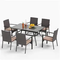 Mfstudio Rattan Gartenmöbel Set 6 Stühle mit Tisch, Wetterfest