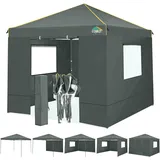COBIZI Pavillon 3x3 Wasserdicht Stabil Faltpavillon 3x3 Profi mit 4 Seitenteilen Gartenpavillon Gartenlauben Faltbar UV-Schutz 50+ Partyzelt für Strand Hochzeit Camping, Grau