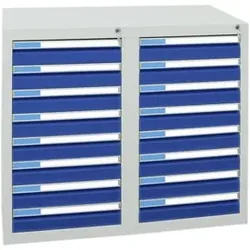 Stumpf Schubladenschrank Serie ESTA, 16 Schubladen enzianblau (16x100mm)
