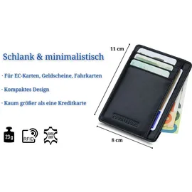 Frentree Frentree® Kartenetui aus Leder, Mini Geldbörse mit RFID Schutz und Sichtfenster für EC Karten und Geldscheine, schlanker Geldbeutel