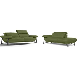 Egoitaliano Polstergarnitur »Anais, Design mit hohem Sitzkomfort für mehr Bequemlichkeit«, Set: bestehend aus Sofa und Ottomane, inkl. Kopfteilverstellung Egoitaliano kiwi