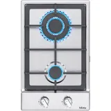 Iseasy - Gaskochfeld 2 Brenner Mit Gusseisen-topfhalter, 2 Zonen Edelstahl-gaskochfeld, Autark Eingebaut, Erdgas/propangas, 3300 W/1000 W, 220–240 V