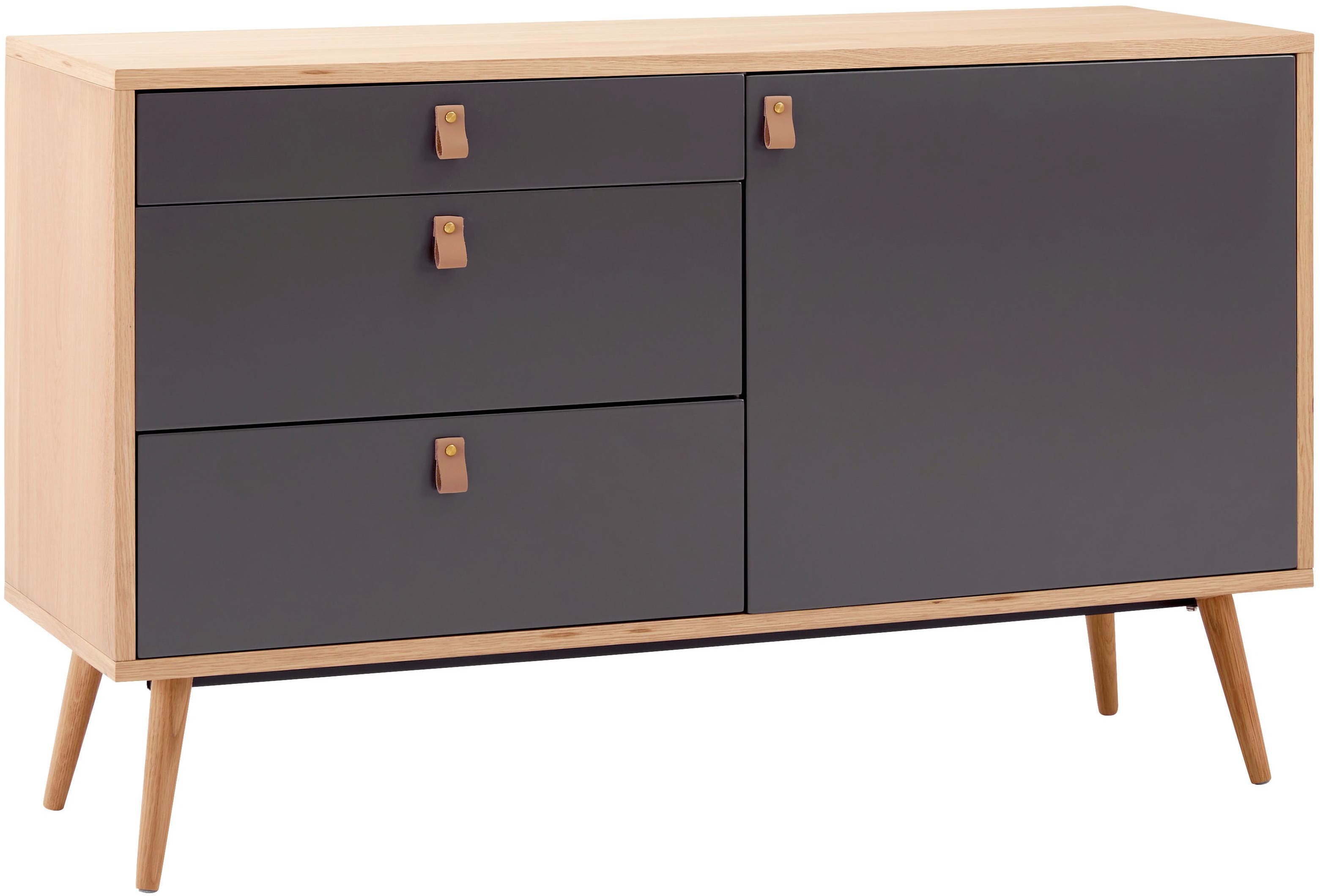 Sideboard Lena Grau/Natur Echtholz