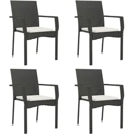 vidaXL Polyrattan Garten-Essgruppe 5-tlg. schwarz inkl. Kissen 3185120