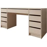 Mirjan24 Schreibtisch Ada Bis, 9 Schubladen Schülerschreibtisch Computertisch B:H:T 154x76x55cm, Kinderschreibtisch Arbeitstisch PC-Tisch Jugendzimmer Kinderzimmer (Sandbeige)