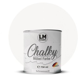 Chalky Möbelfarbe Kreidefarbe für Möbel 750 ml / 1,05 kg (Schneeweiß), matt finish In- & Outdoor Kreide-Farbe für Shabby-Chic, Vintage Look, Landhaus Stil Möbel streichen