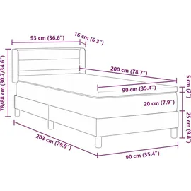 vidaXL Boxspringbett 90 x 200 cm Schwarz