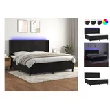 vidaXL Boxspringbett mit Matratze & LED Schwarz 200x200 cm Samt