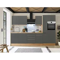 Respekta Küchenzeile Marleen 310 cm Grau Artisan Eiche