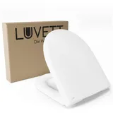 LUVETT WC-Sitz Premium, Softclose, Absenkautomatik, Sanitär, Oval D-Form Eckig (Inklusive 3 Befestigungsarten), mit Absenkautomatik, Wrap-Over, Duroplast, Deutsche Markenqualität weiß D-Form classic | 36.7 cm x 43.4 cm