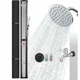 Arebos - Solardusche 60 L Mit Handbrause Thermometer Wassertemperatur Bis Zu 60c Pooldusche Camping Runder Duschkopf Snap In Technologie Inklusive Abdeckhaube Schwarz Silber