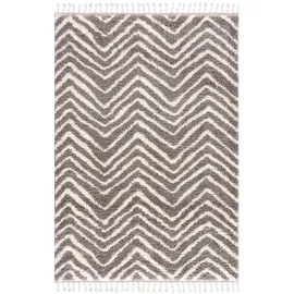 Carpet City Hochflor-Teppich CARPET CITY "Pulpy 531" Gr. 1, grau, B:120cm H:30mm L:160cm, Kunstfaser, Teppiche, Fransenteppich, besonders weich, mit Fransen, Zickzack Look